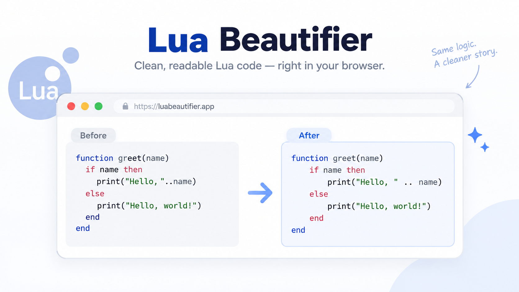 Lua Beautifier: Format Lua Code Free in Your Browser